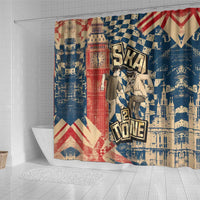 Ska 2 Tone Shower Curtain Big Ben Dance Two Tone Blue Checkerboard - Wonder Print Shop