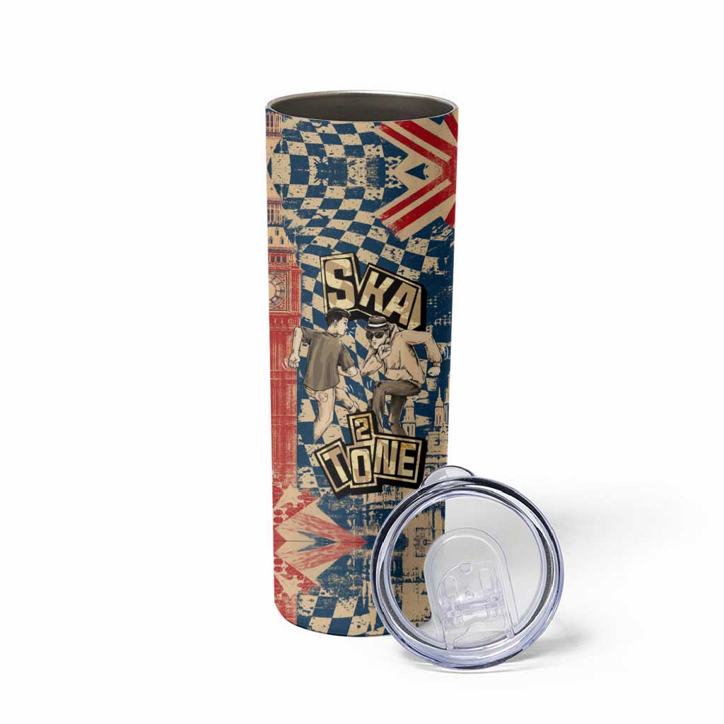 Ska 2 Tone Skinny Tumbler Big Ben Dance Two Tone Blue Checkerboard - Wonder Print Shop