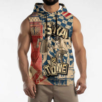 Ska 2 Tone Sleeveless Hoodie Big Ben Dance Two Tone Blue Checkerboard - Wonder Print Shop