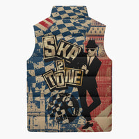 Ska 2 Tone Sleeveless Puffer Jacket Big Ben Dance Two Tone Blue Checkerboard - Wonder Print Shop