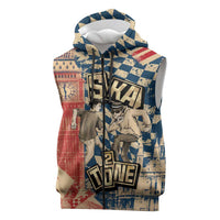 Ska 2 Tone Sleeveless Zip Hoodie Big Ben Dance Two Tone Blue Checkerboard - Wonder Print Shop