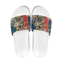 Ska 2 Tone Slide Sandals Big Ben Dance Two Tone Blue Checkerboard - Wonder Print Shop