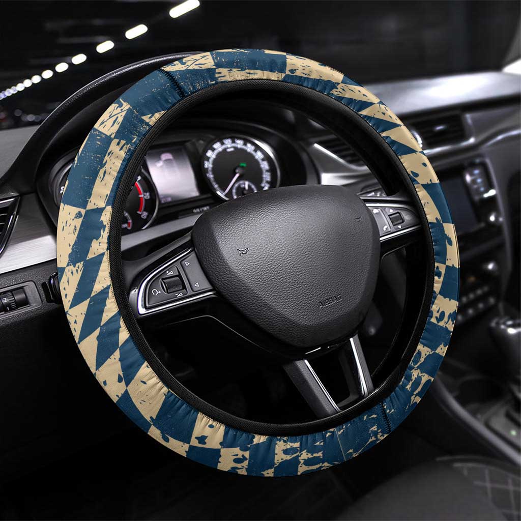 Ska 2 Tone Steering Wheel Cover Big Ben Dance Two Tone Blue Checkerboard - Wonder Print Shop