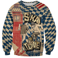 Ska 2 Tone Sweatshirt Big Ben Dance Two Tone Blue Checkerboard - Wonder Print Shop