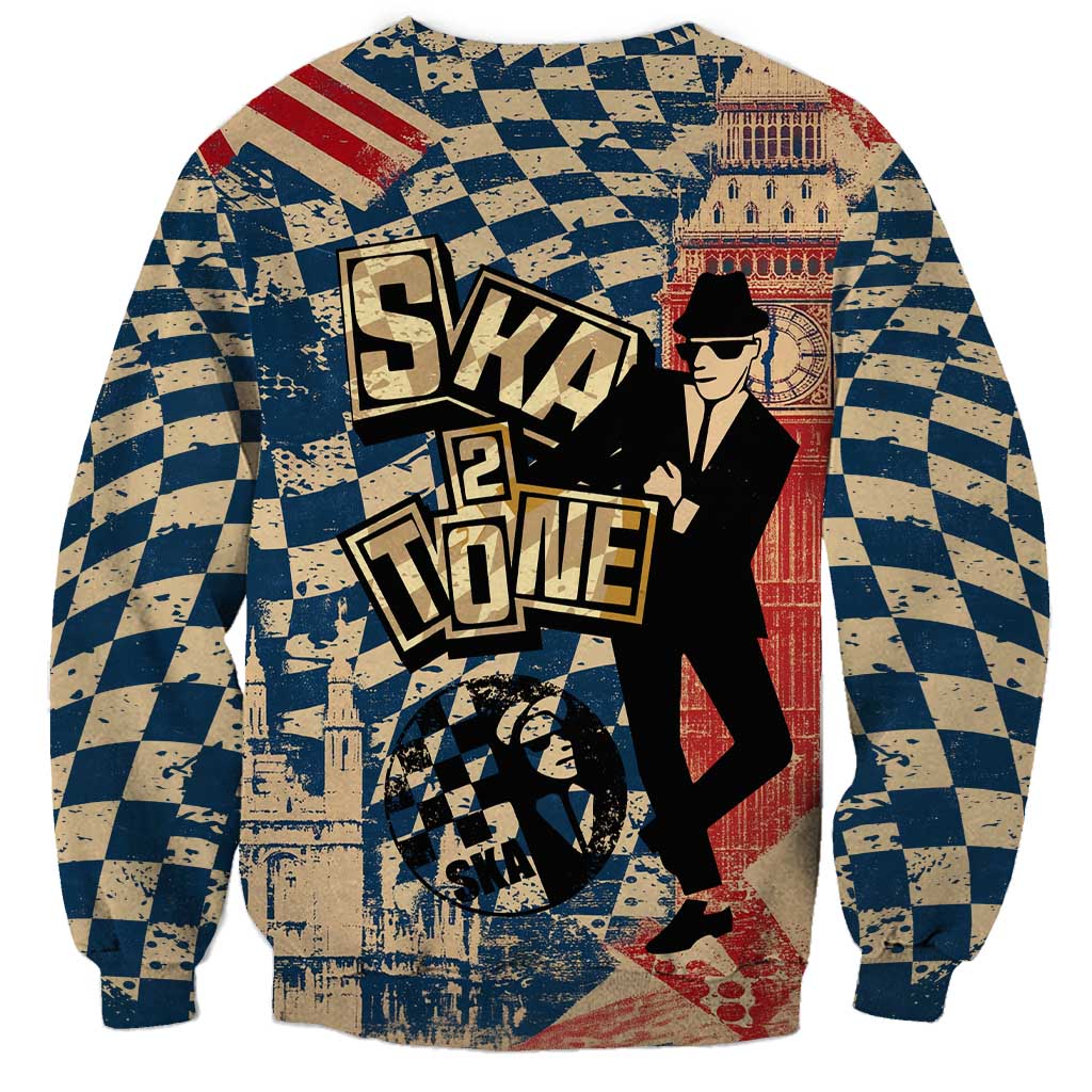 Ska 2 Tone Sweatshirt Big Ben Dance Two Tone Blue Checkerboard - Wonder Print Shop