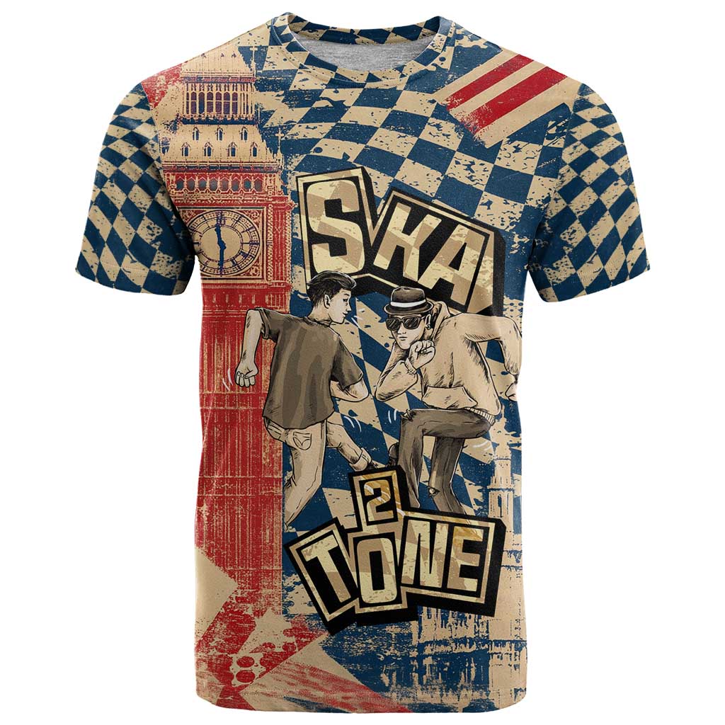 Ska 2 Tone T Shirt Big Ben Dance Two Tone Blue Checkerboard - Wonder Print Shop