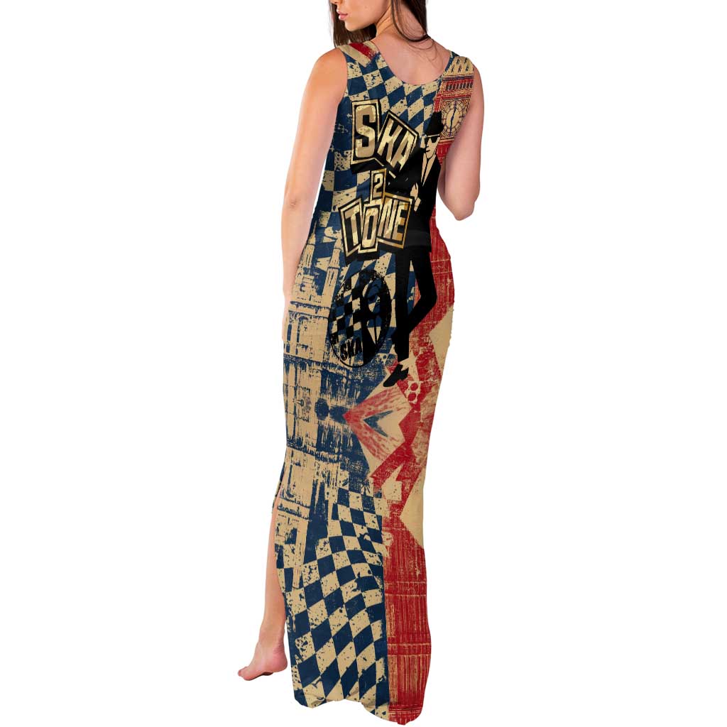 Ska 2 Tone Tank Maxi Dress Big Ben Dance Two Tone Blue Checkerboard - Wonder Print Shop