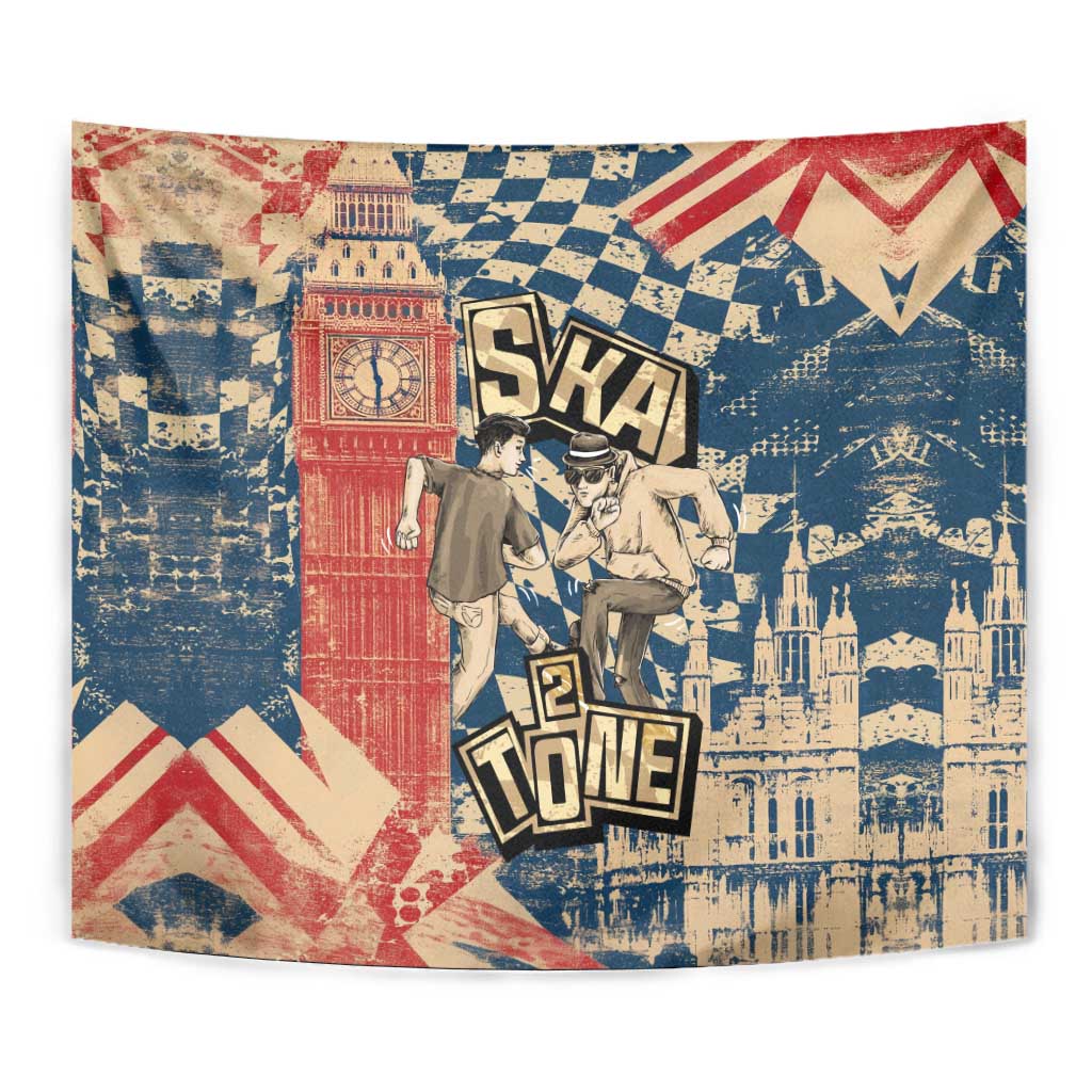 Ska 2 Tone Tapestry Big Ben Dance Two Tone Blue Checkerboard - Wonder Print Shop