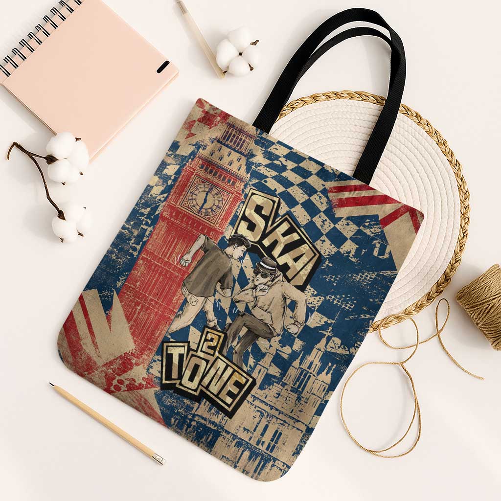 Ska 2 Tone Tote Bag Big Ben Dance Two Tone Blue Checkerboard - Wonder Print Shop