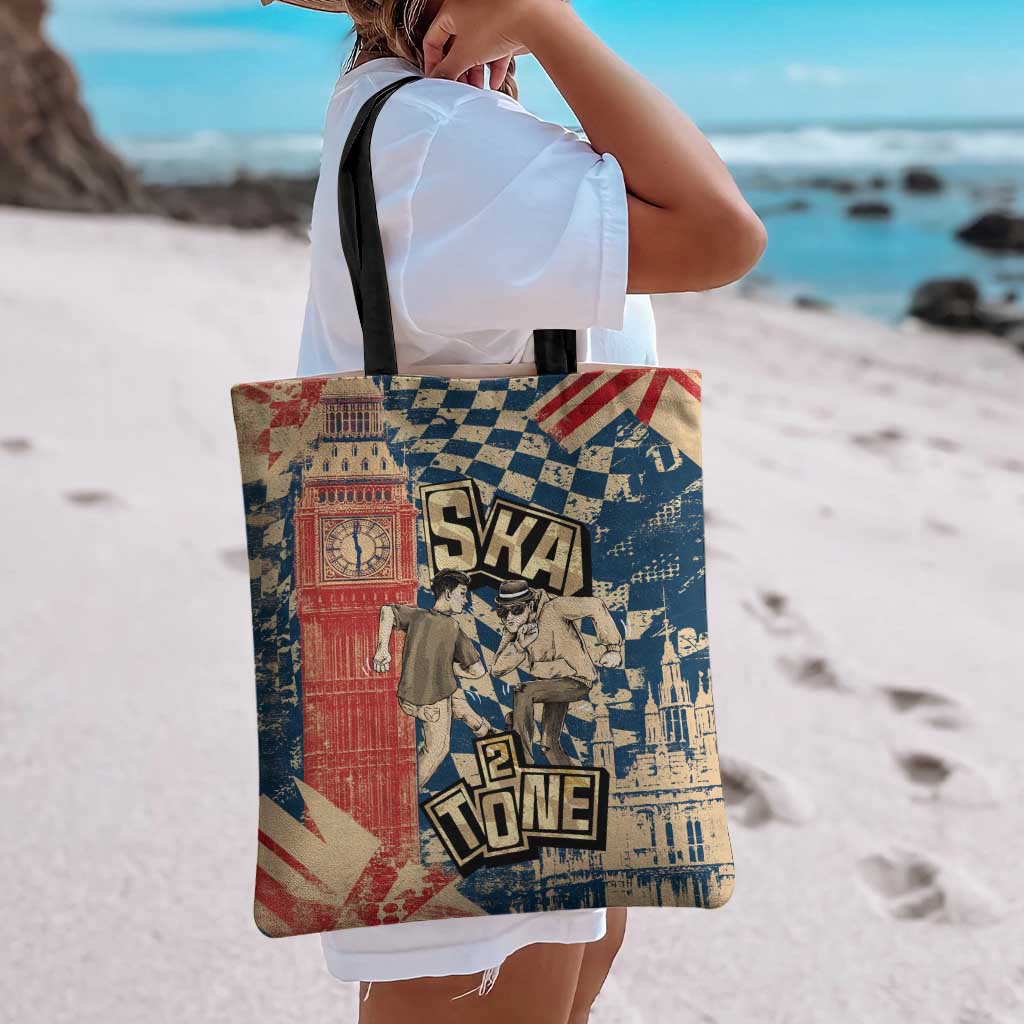 Ska 2 Tone Tote Bag Big Ben Dance Two Tone Blue Checkerboard - Wonder Print Shop