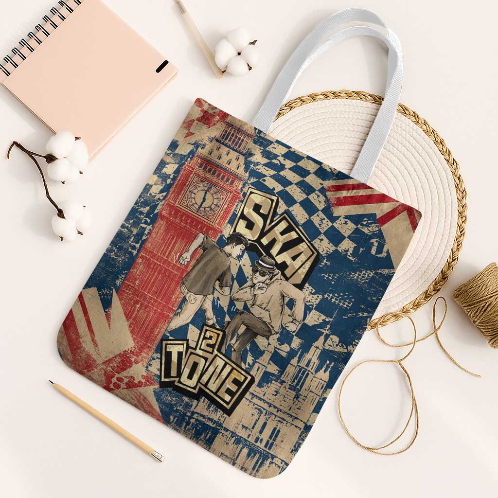 Ska 2 Tone Tote Bag Big Ben Dance Two Tone Blue Checkerboard - Wonder Print Shop