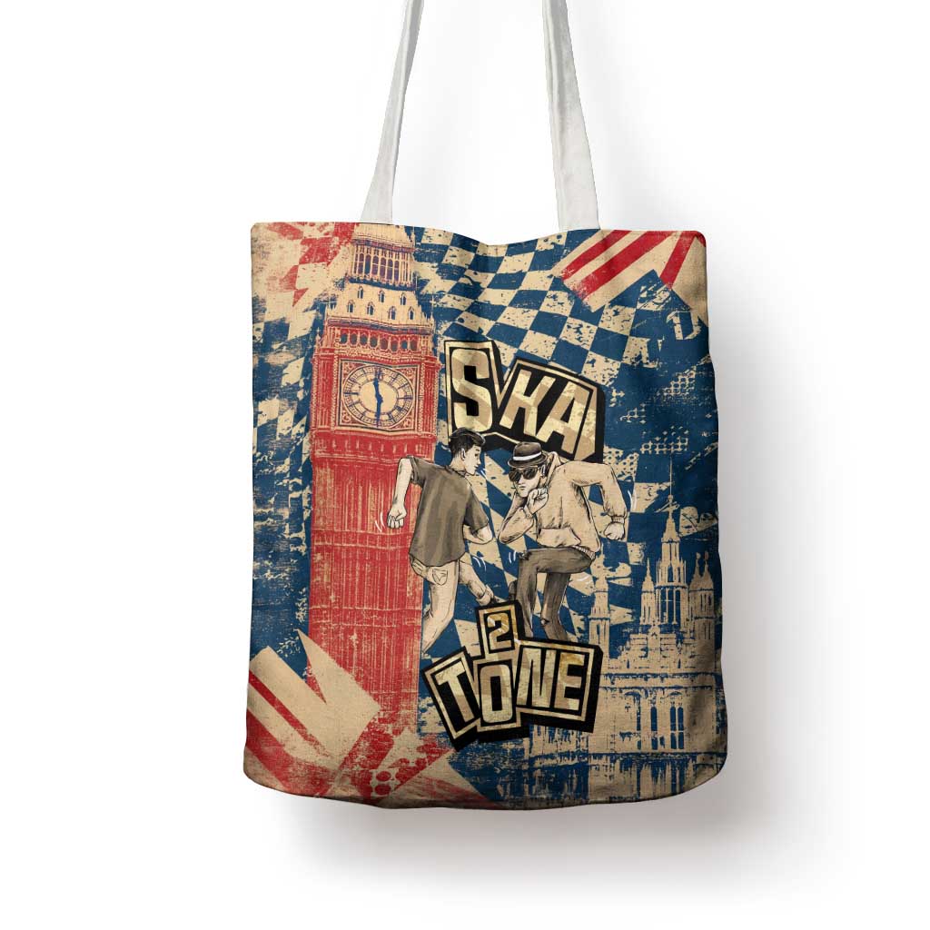 Ska 2 Tone Tote Bag Big Ben Dance Two Tone Blue Checkerboard - Wonder Print Shop