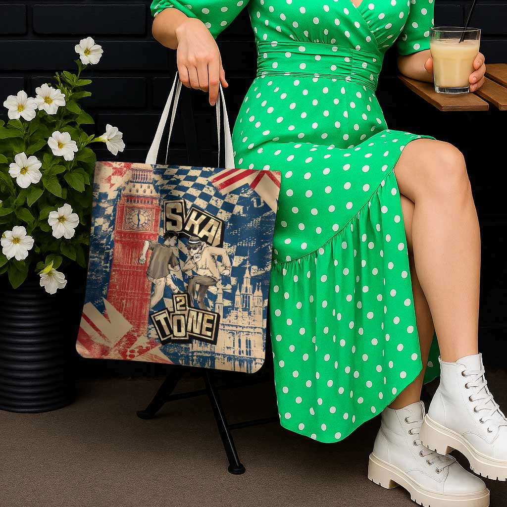Ska 2 Tone Tote Bag Big Ben Dance Two Tone Blue Checkerboard - Wonder Print Shop