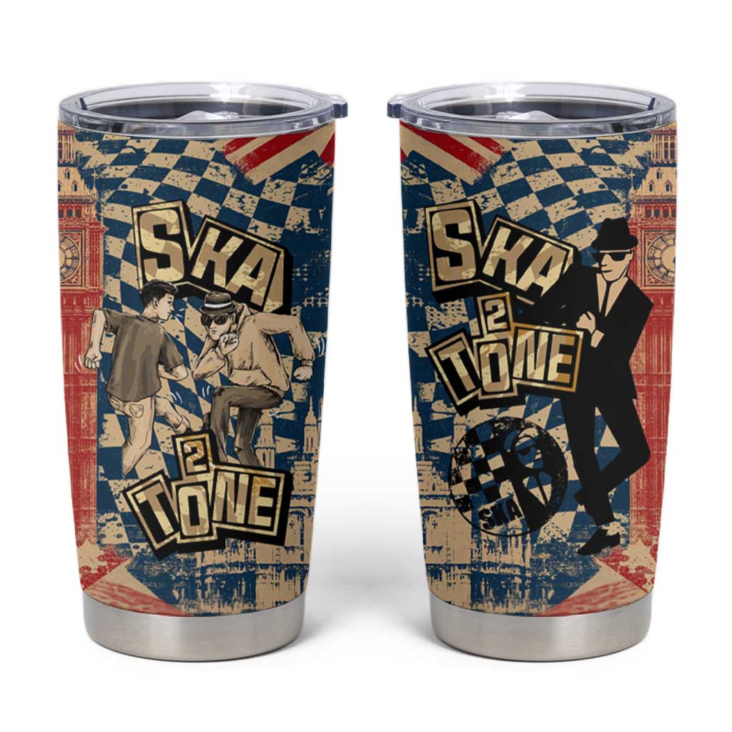 Ska 2 Tone Tumbler Cup Big Ben Dance Two Tone Blue Checkerboard - Wonder Print Shop