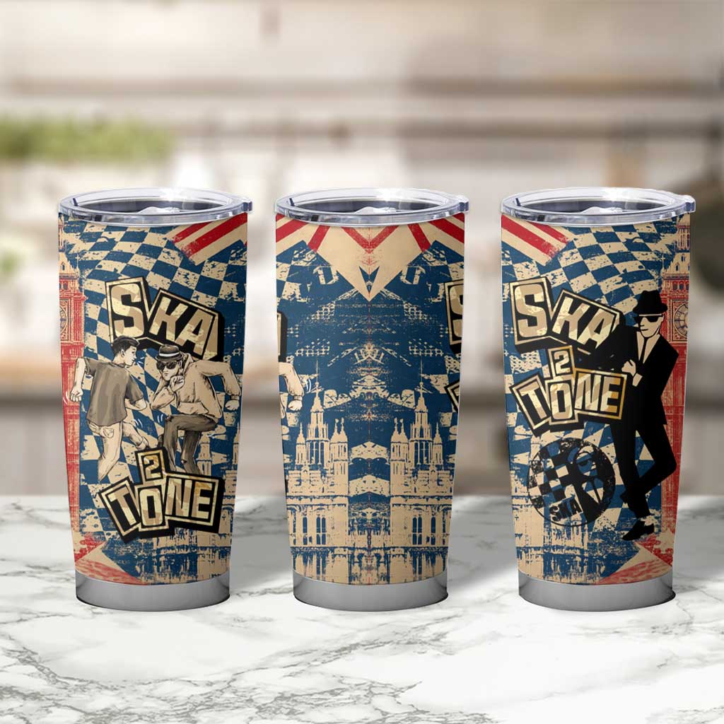Ska 2 Tone Tumbler Cup Big Ben Dance Two Tone Blue Checkerboard - Wonder Print Shop