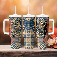 Ska 2 Tone Tumbler With Handle Big Ben Dance Two Tone Blue Checkerboard - Wonder Print Shop