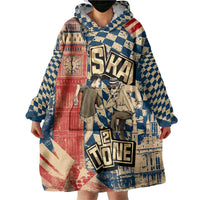 Ska 2 Tone Wearable Blanket Hoodie Big Ben Dance Two Tone Blue Checkerboard - Wonder Print Shop