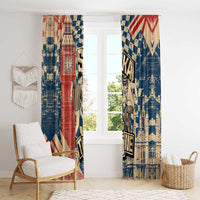 Ska 2 Tone Window Curtain Big Ben Dance Two Tone Blue Checkerboard - Wonder Print Shop