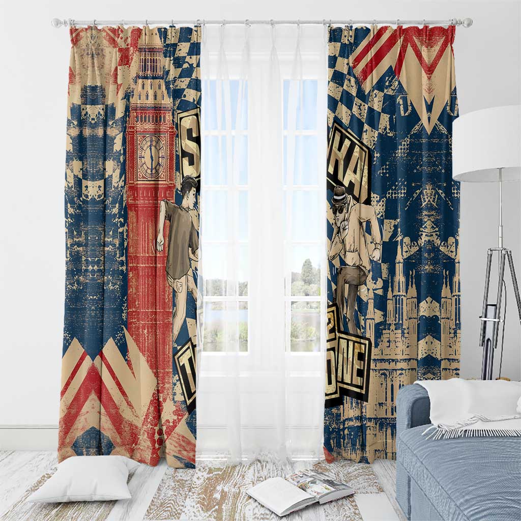 Ska 2 Tone Window Curtain Big Ben Dance Two Tone Blue Checkerboard - Wonder Print Shop