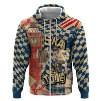 Ska 2 Tone Zip Hoodie Big Ben Dance Two Tone Blue Checkerboard - Wonder Print Shop