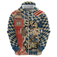 Ska 2 Tone Zip Hoodie Big Ben Dance Two Tone Blue Checkerboard - Wonder Print Shop