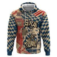 Ska 2 Tone Zip Hoodie Big Ben Dance Two Tone Blue Checkerboard - Wonder Print Shop