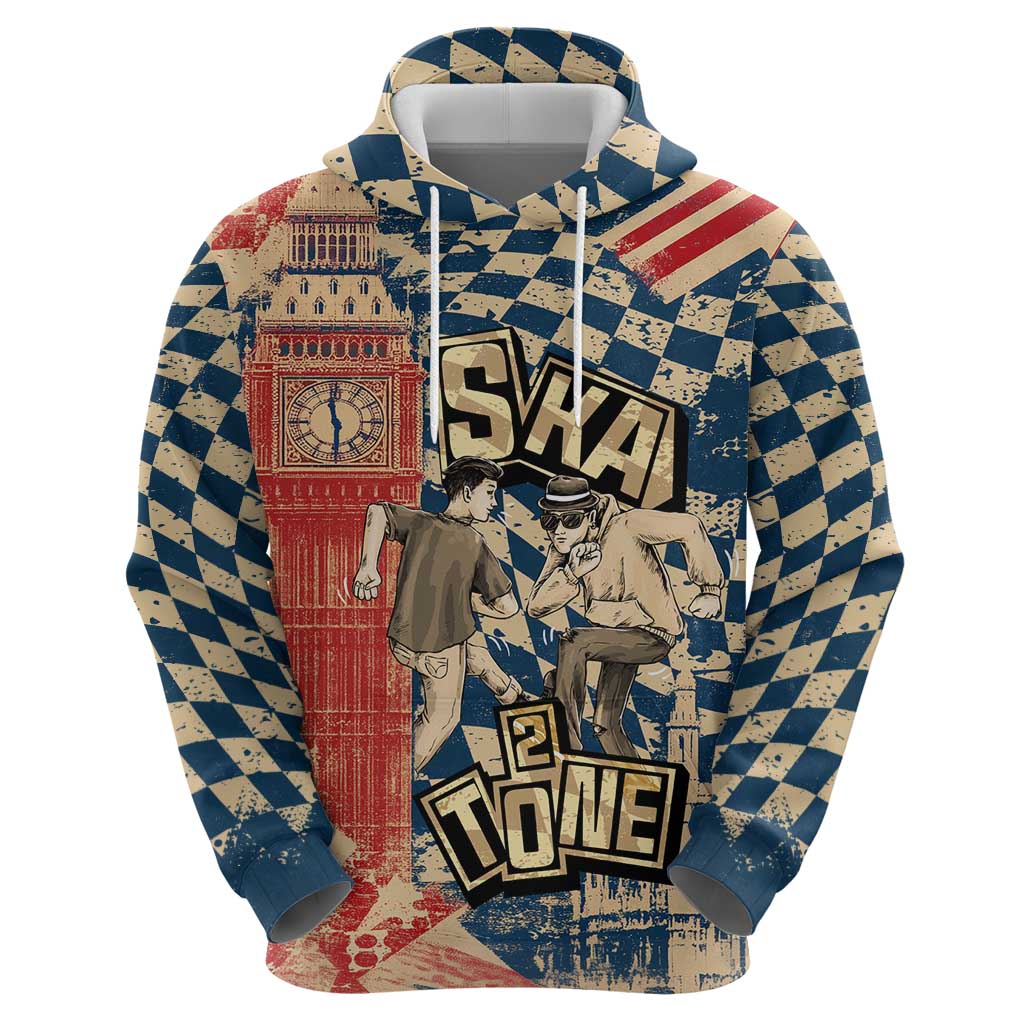 Ska 2 Tone Zip Hoodie Big Ben Dance Two Tone Blue Checkerboard - Wonder Print Shop