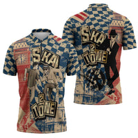 Ska 2 Tone Zipper Polo Shirt Big Ben Dance Two Tone Blue Checkerboard - Wonder Print Shop