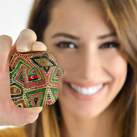 Darfur Sudan AirPods Case with Red Green Beige Tribal Pattern - Wonder Print Shop