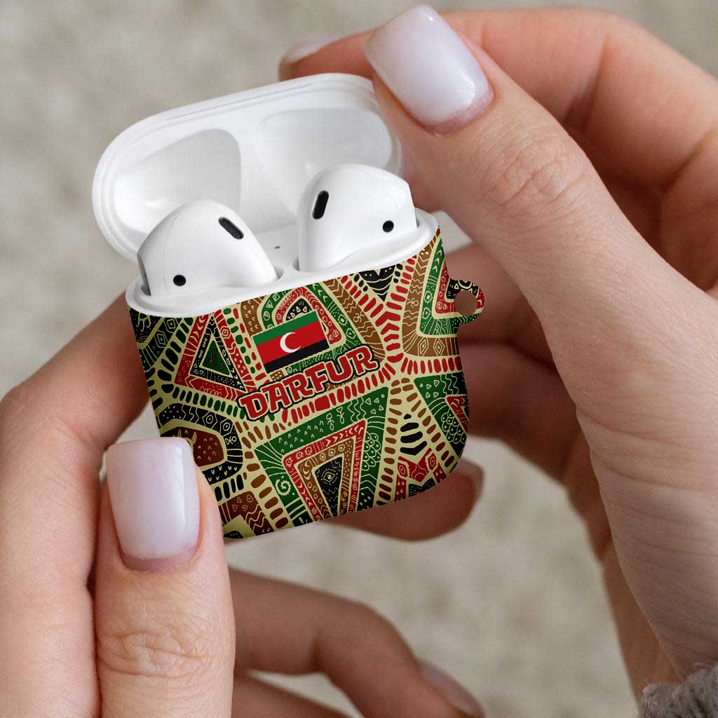 Darfur Sudan AirPods Case with Red Green Beige Tribal Pattern - Wonder Print Shop