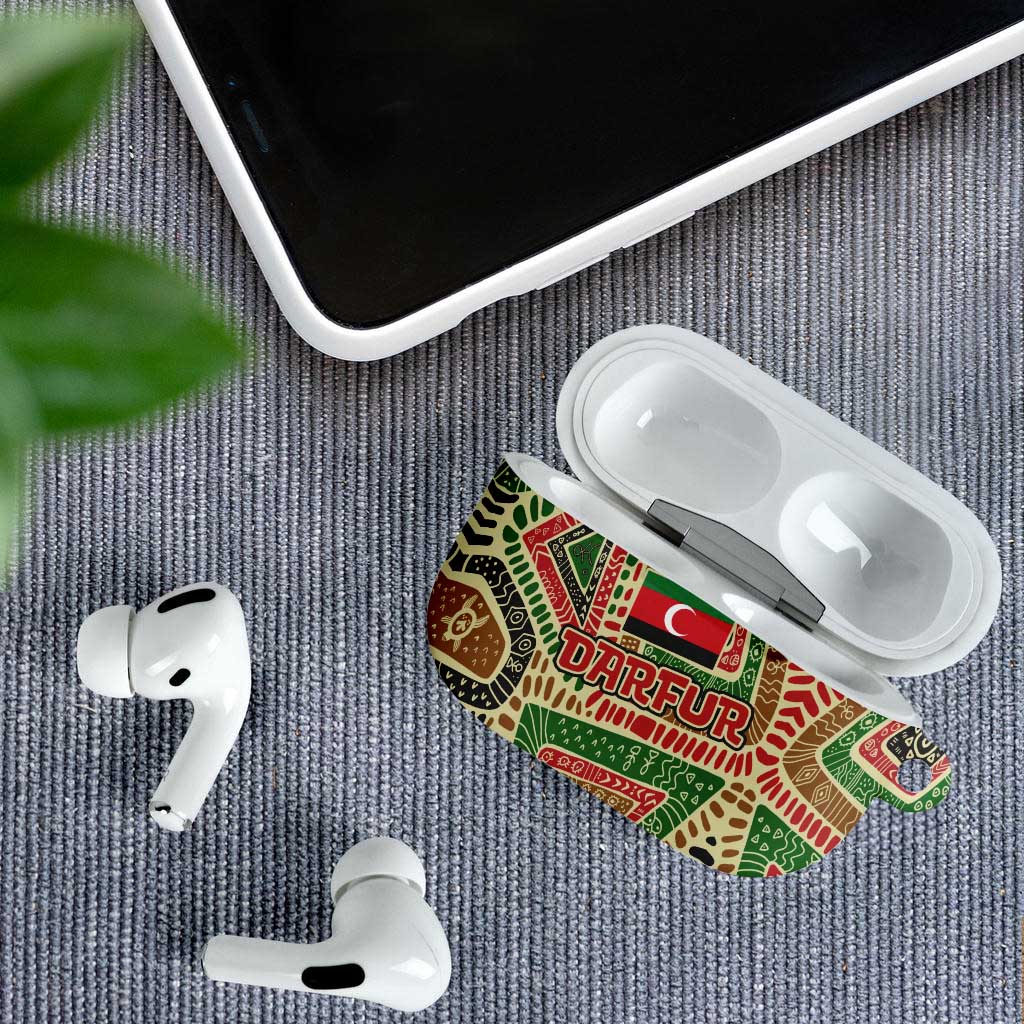 Darfur Sudan AirPods Case with Red Green Beige Tribal Pattern - Wonder Print Shop