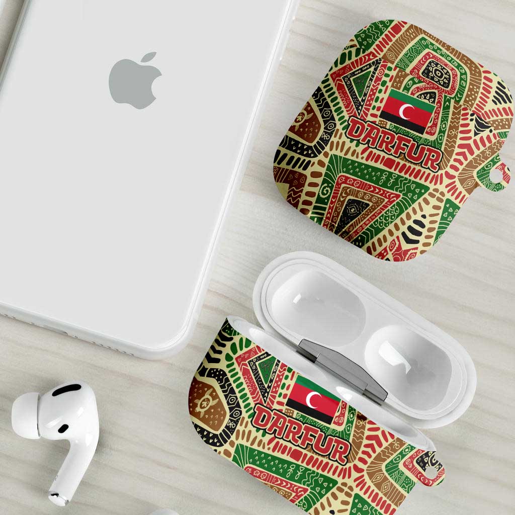 Darfur Sudan AirPods Case with Red Green Beige Tribal Pattern - Wonder Print Shop