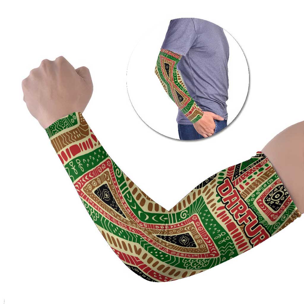Darfur Sudan Arm Sleeves with Red Green Beige Tribal Pattern - Wonder Print Shop