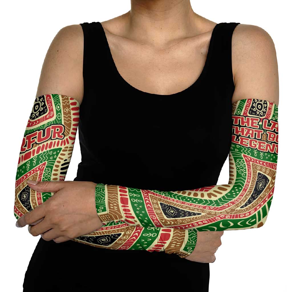 Darfur Sudan Arm Sleeves with Red Green Beige Tribal Pattern - Wonder Print Shop
