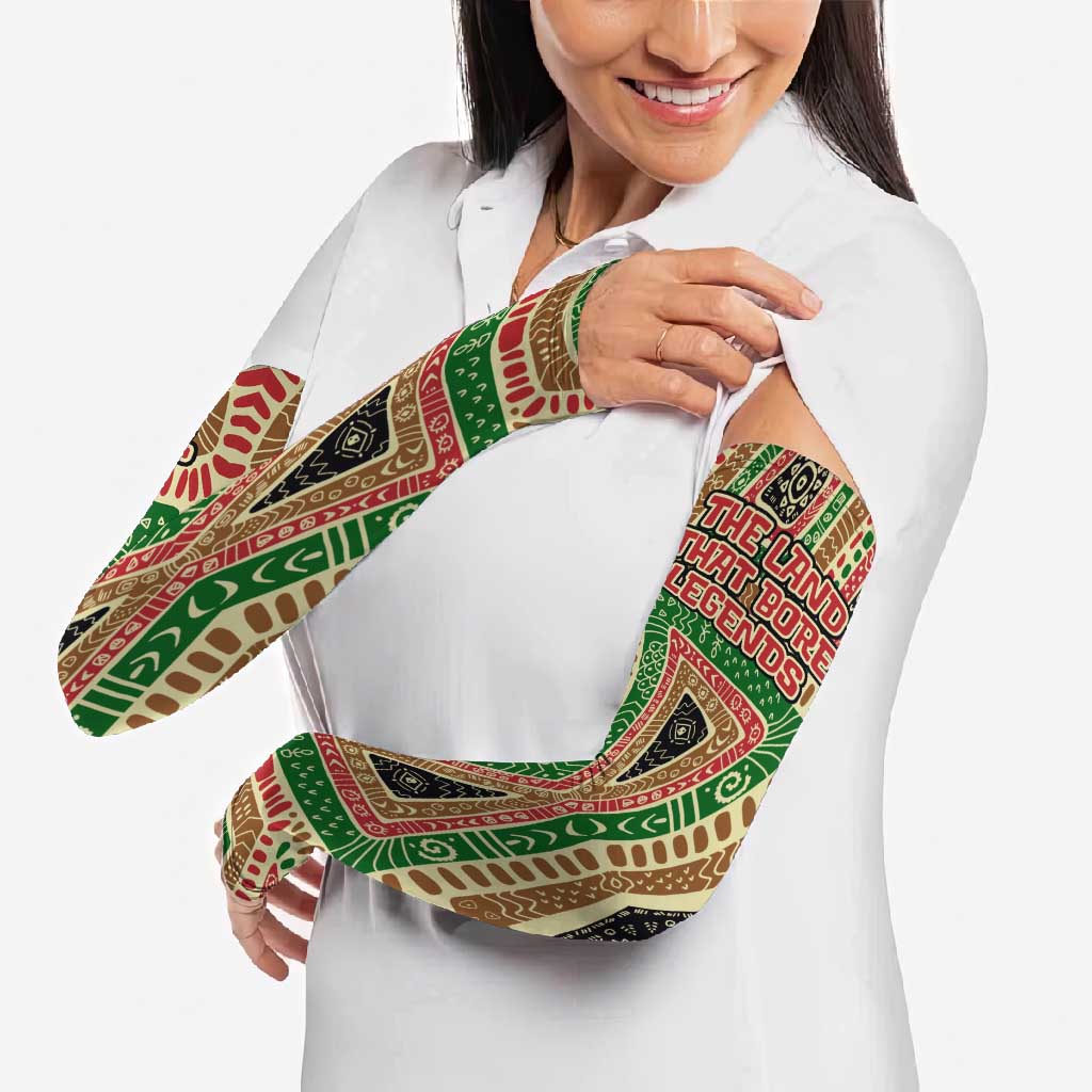 Darfur Sudan Arm Sleeves with Red Green Beige Tribal Pattern - Wonder Print Shop