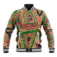 Darfur Sudan Baseball Jacket with Red Green Beige Tribal Pattern - Wonder Print Shop