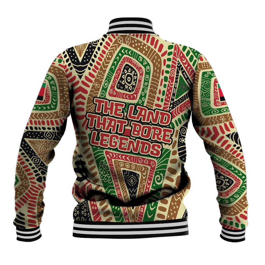 Darfur Sudan Baseball Jacket with Red Green Beige Tribal Pattern - Wonder Print Shop