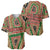 Darfur Sudan Baseball Jersey with Red Green Beige Tribal Pattern - Wonder Print Shop