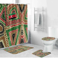 Darfur Sudan Bathroom Set with Red Green Beige Tribal Pattern - Wonder Print Shop