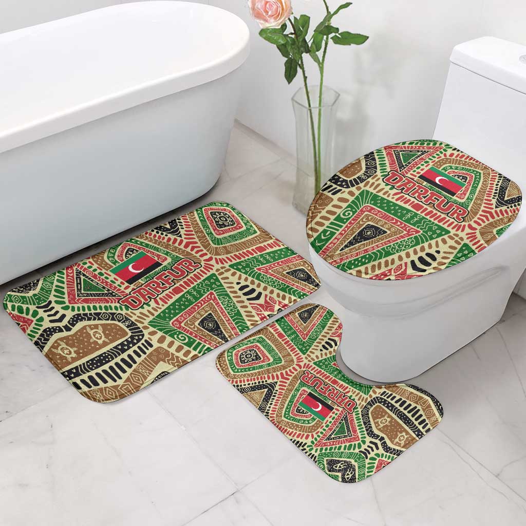 Darfur Sudan Bathroom Set with Red Green Beige Tribal Pattern - Wonder Print Shop