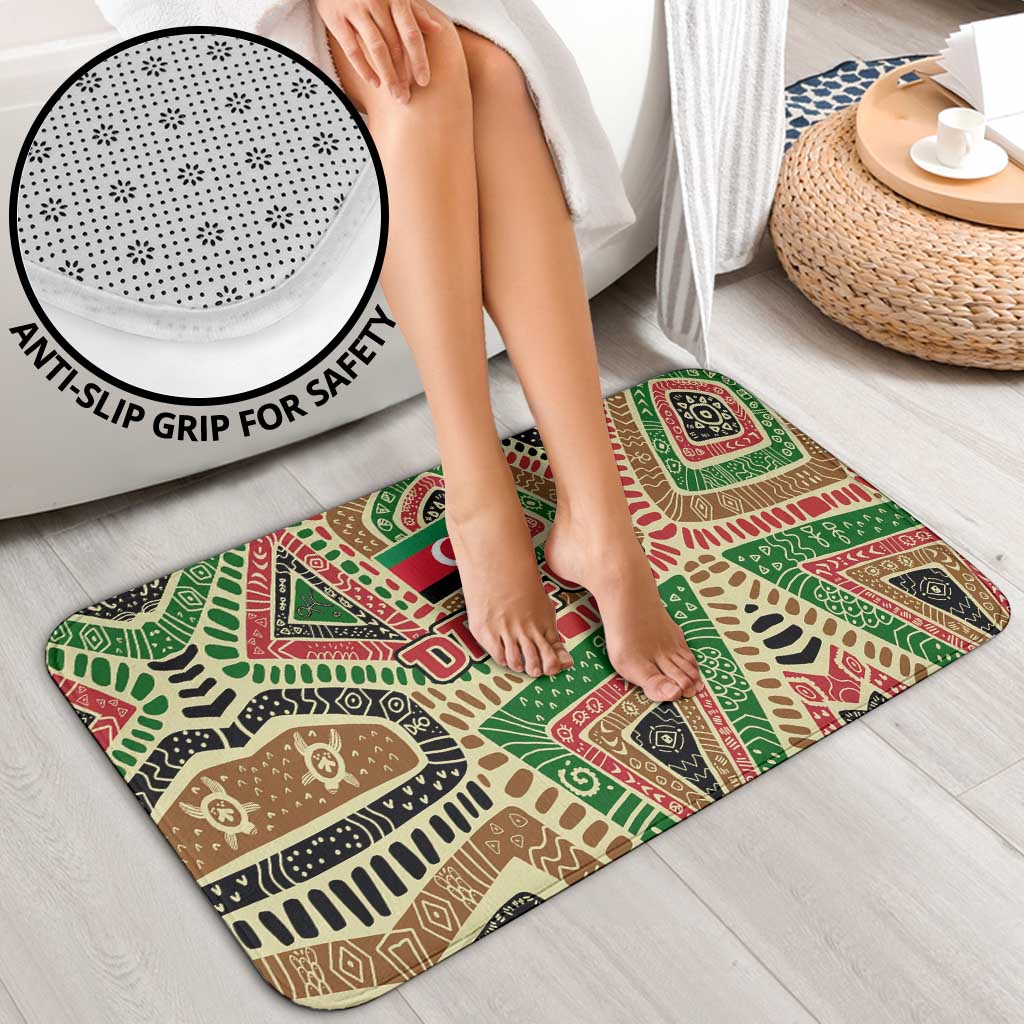 Darfur Sudan Bathroom Set with Red Green Beige Tribal Pattern - Wonder Print Shop