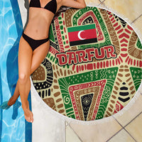 Darfur Sudan Beach Blanket with Red Green Beige Tribal Pattern - Wonder Print Shop