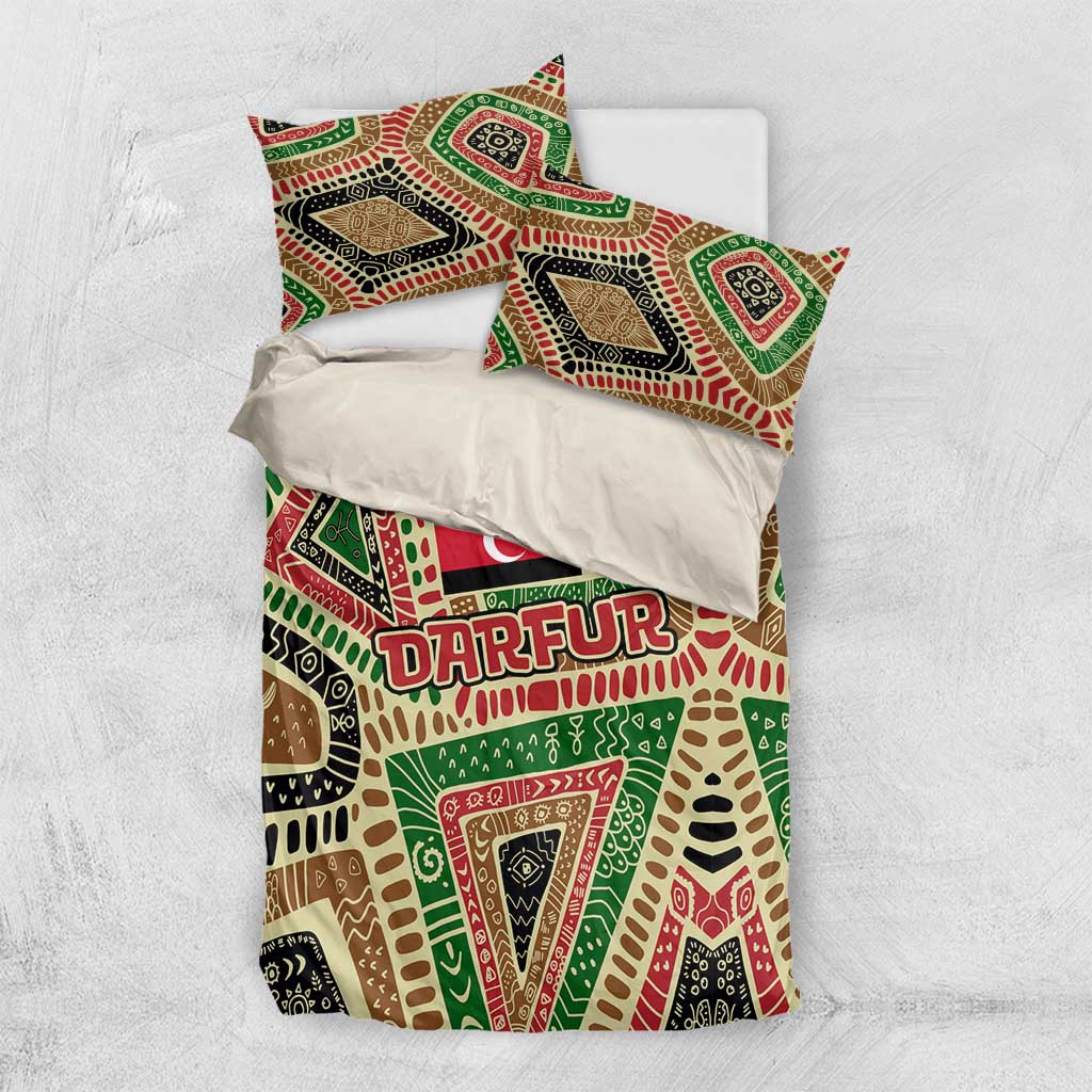 Darfur Sudan Bedding Set with Red Green Beige Tribal Pattern - Wonder Print Shop