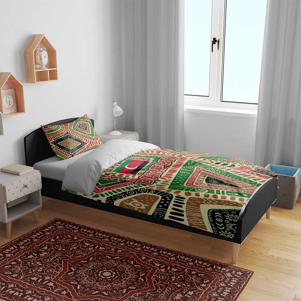 Darfur Sudan Bedding Set with Red Green Beige Tribal Pattern - Wonder Print Shop