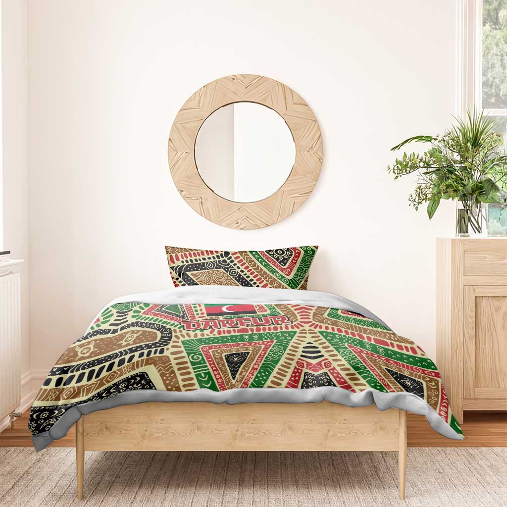 Darfur Sudan Bedding Set with Red Green Beige Tribal Pattern - Wonder Print Shop