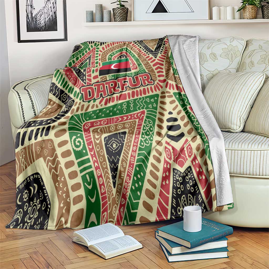 Darfur Sudan Blanket with Red Green Beige Tribal Pattern - Wonder Print Shop