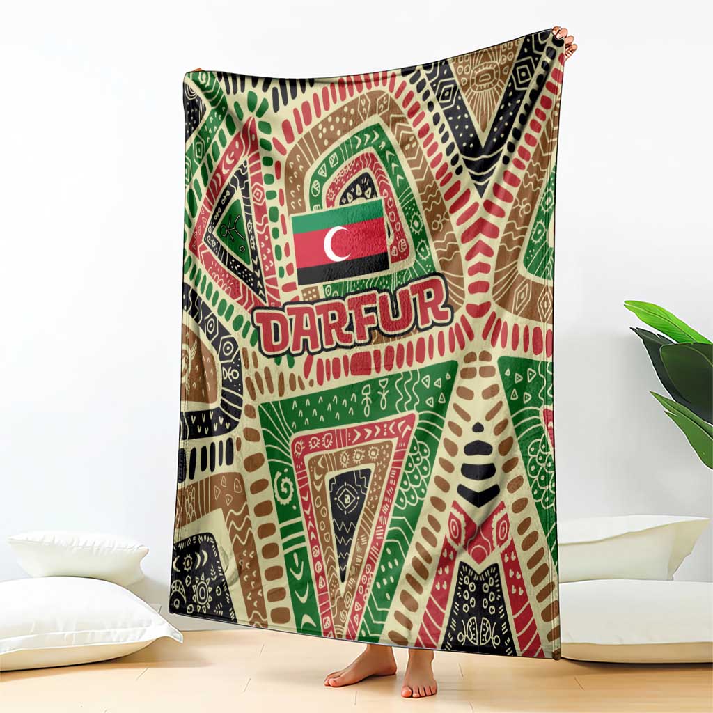 Darfur Sudan Blanket with Red Green Beige Tribal Pattern - Wonder Print Shop