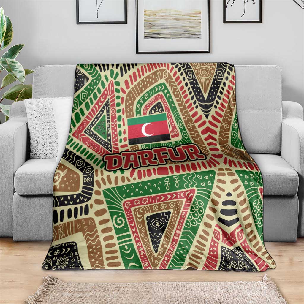 Darfur Sudan Blanket with Red Green Beige Tribal Pattern - Wonder Print Shop