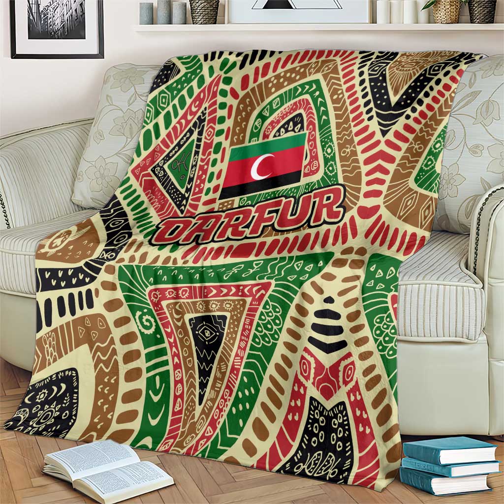 Darfur Sudan Blanket with Red Green Beige Tribal Pattern - Wonder Print Shop