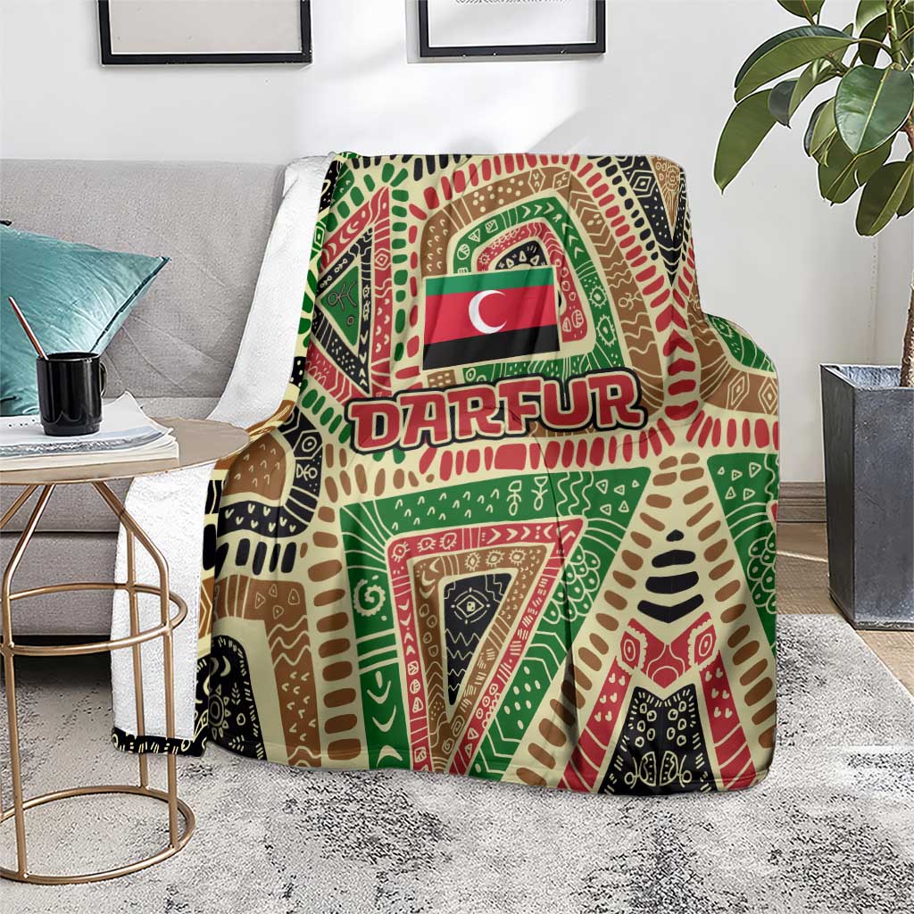 Darfur Sudan Blanket with Red Green Beige Tribal Pattern - Wonder Print Shop